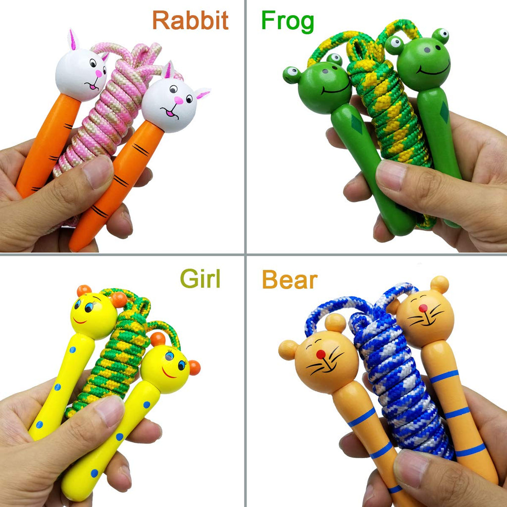 Sackorange 4 Pack Jump Rope With Wood Handles For Kids - Skipping Rope Great For Children And Students Outdoor Fun Activity, Par