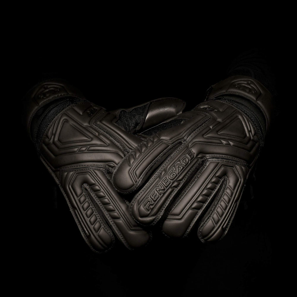 Renegade Gk Fury Nightfall Goalie Gloves With Pro-Tek Finger Spines | 4Mm Giga Grip & 4Mm Duratek | Black Soccer Goalkeeper Glov