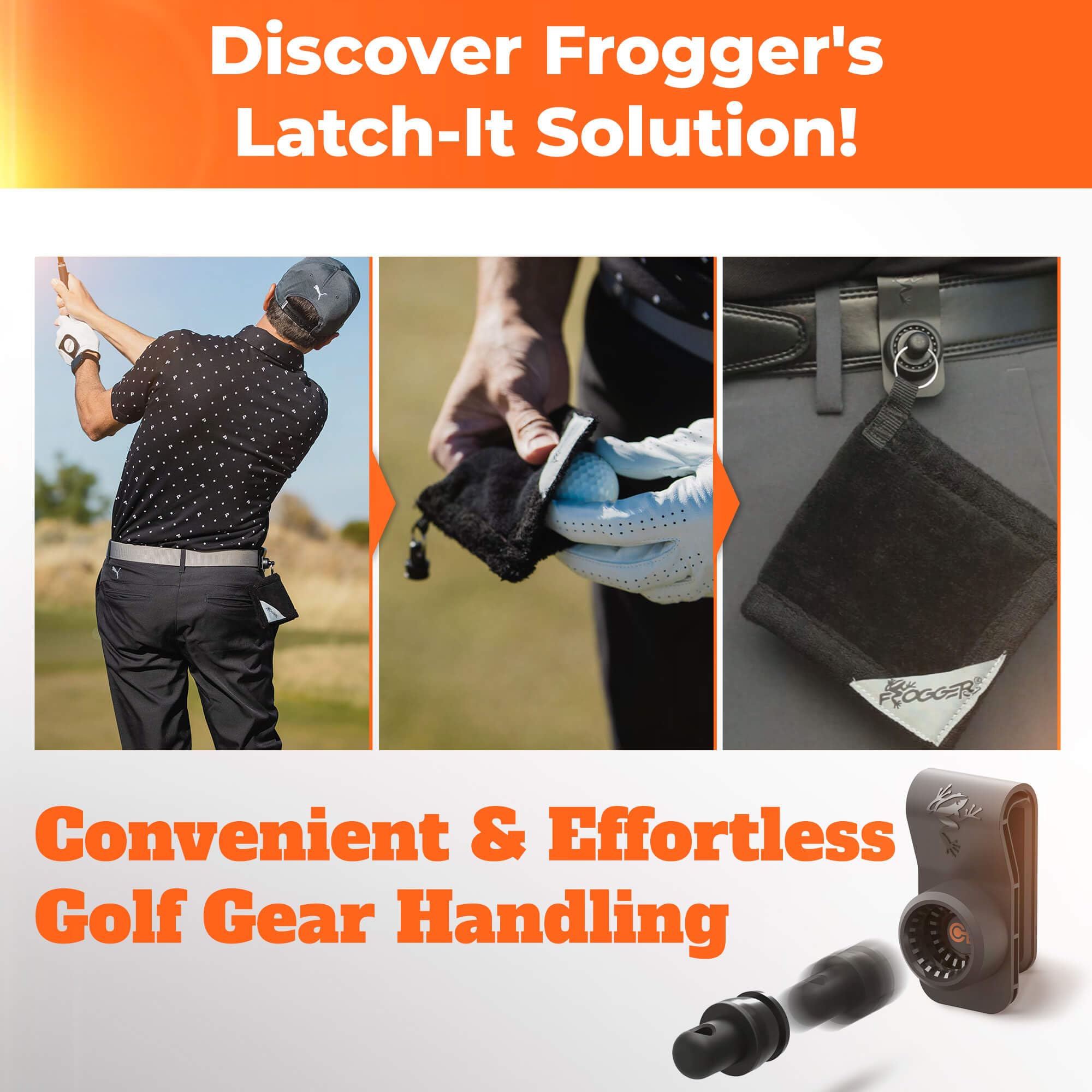 Frogger Golf Magnetic Belt Latch-It Accessory Attachment System - Secure & Quick Golf Gear Access, Hands-Free Equipment Manageme