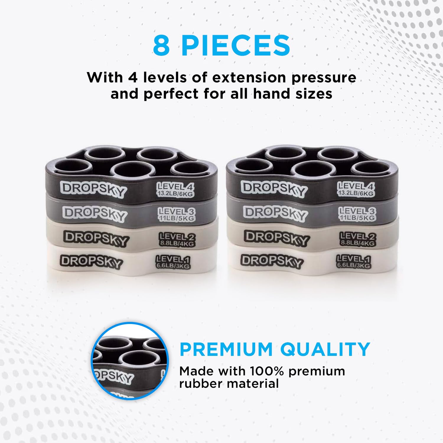 Finger Strengthener, Hand Grip Strengthener [8Pcs]-Finger And Hand Gripper, Grip Strength Trainer, Hand Exerciser, Stretcher- Im