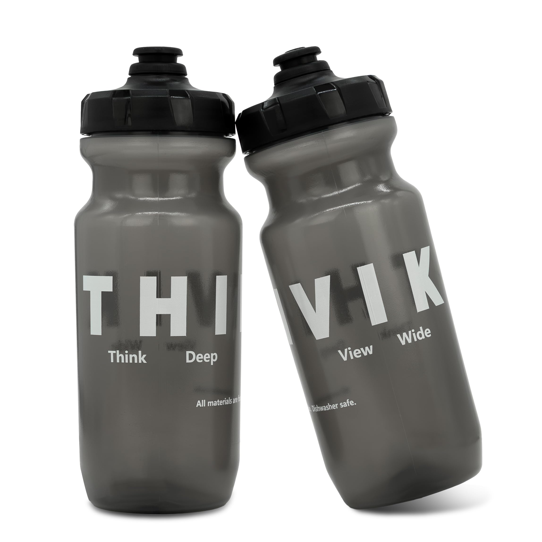 Saurka Bike Water Bottles 620ml/21oz, 2 Pack Lightweight Squeeze Cycling Water Bottles with Dust-Proof Cover (2 x Gray)