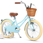 Glerc Little Molly 18 Inch Kids Bike, Retro Cruiser Girls Bike for Children Ages 5-9 Years Old, Kids Bicycle with Wicker Basket 