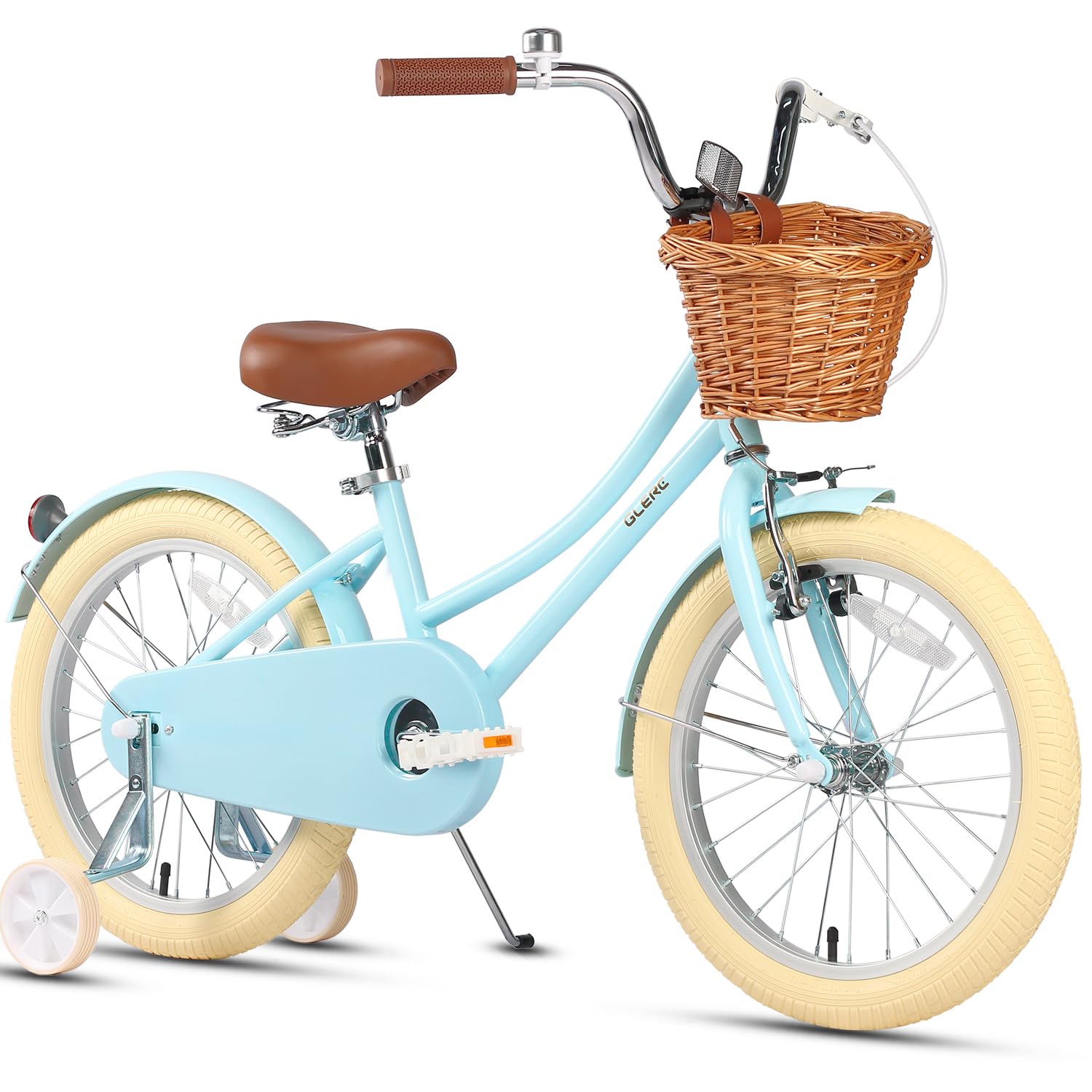 Glerc Little Molly 18 Inch Kids Bike, Retro Cruiser Girls Bike for Children Ages 5-9 Years Old, Kids Bicycle with Wicker Basket 