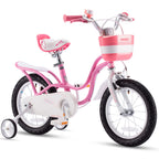 Royalbaby Little Swan 14'' Carbon Steel Kids Bike W/Dual Hand Brakes, Adjustable Seat, Folding Basket, & Training Wheels, For Gi
