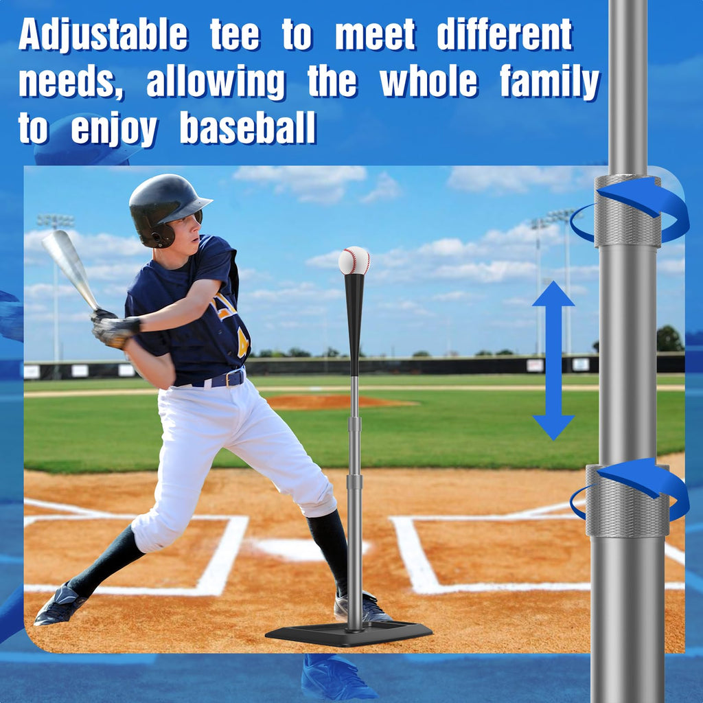 Portable Batting Tee For Baseball/Softball, Tees Height Adjustment From 24-45 Inch, Baseball Tees For Hitting With Heave Duty Ba