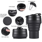 Easyxq 2Pack Collapsible Coffee Cup, 20 Oz 600Ml Silicone Folding Camping Mug, Leak Proof Bpa Free Portable Sport Bottle With Li