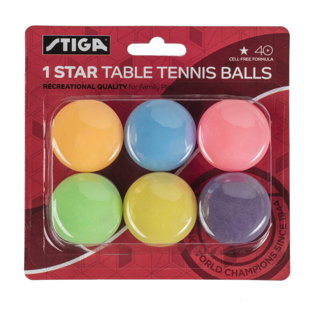 Stiga 6 Pack Multi-Color Table Tennis Balls - 40Mm Ittf Regulation Size And Weight Ping Pong Balls
