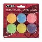 Stiga 6 Pack Multi-Color Table Tennis Balls - 40Mm Ittf Regulation Size And Weight Ping Pong Balls