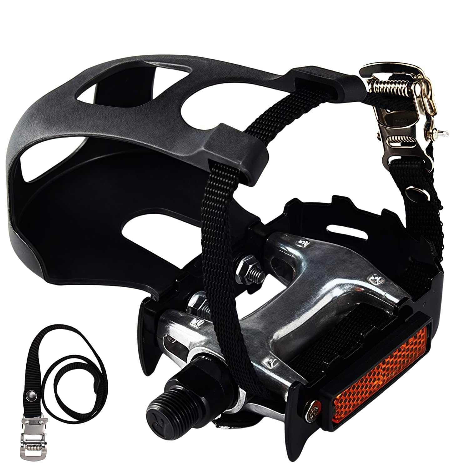 Ybeki Bike Pedals With Toe Clip And Straps, For Exercise Bike, Spin Bike And Outdoor Bicycles, 9/16-Inch Spindle Resin/Alloy Bic