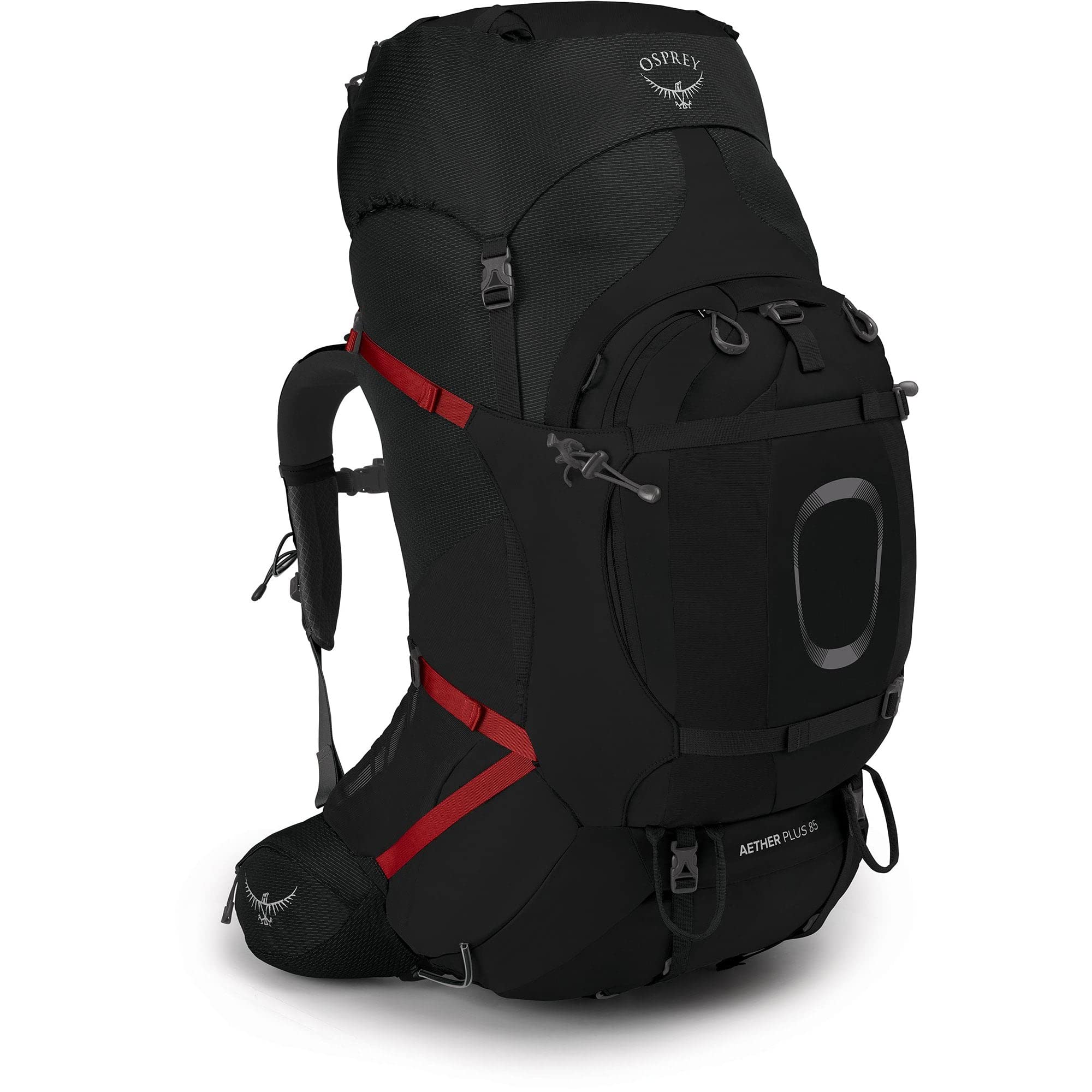 Osprey Aether Plus 85L Mens Backpacking Backpack, Black, S/M