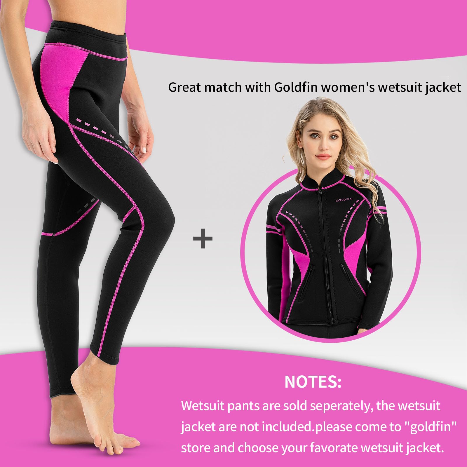 Goldfin Womens Wetsuit Pants, 2Mm Neoprene Pants Keep Warm For Diving Swimming Surfing Kayaking Boating (Black, 2Xl)
