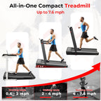 Subsun Pad Treadmill With 9% Incline, 3 In 1 Folding Treadmill For Home/Office With Handle Bar, 2.5Hp Under Desk Treadmills Port