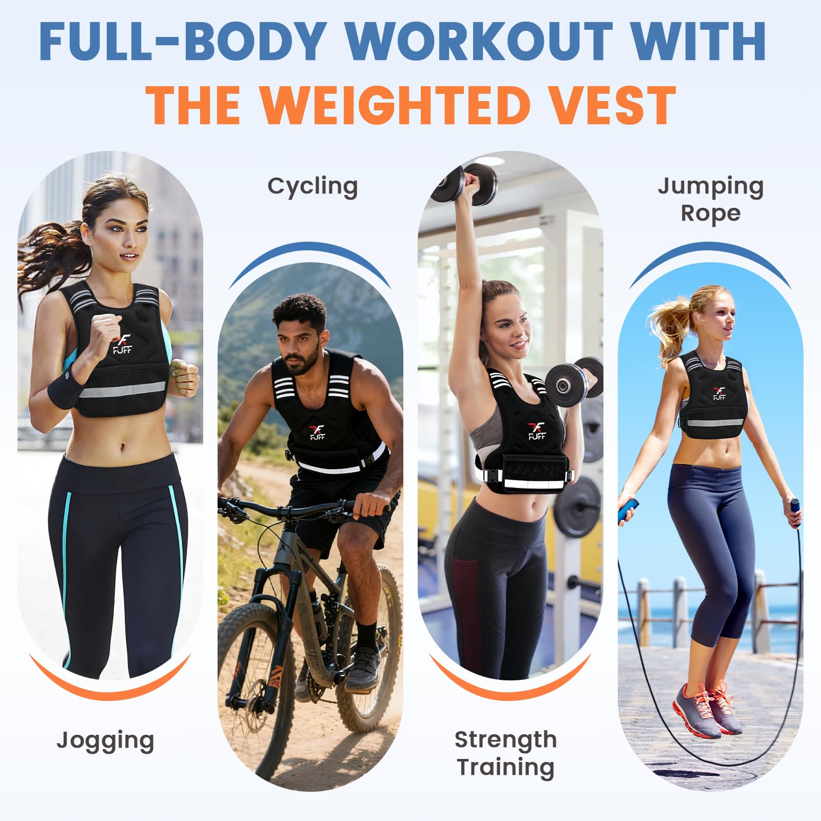 FUFF Weighted Vest Woman, 20-32 Lb Adjustable Weight Vest for Women Men, Female Strength Training Body Vest for Walking Exercise