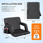 Nova Microdermabrasion 20.5''/25'' Wide Stadium Seat For Bleachers W/Back Support Padded Cushion Portable Reclining Bleacher Sea