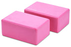 Fitvids Set of 2 High Density Yoga Blocks, 9x6x4 Each, Pair (Pink)