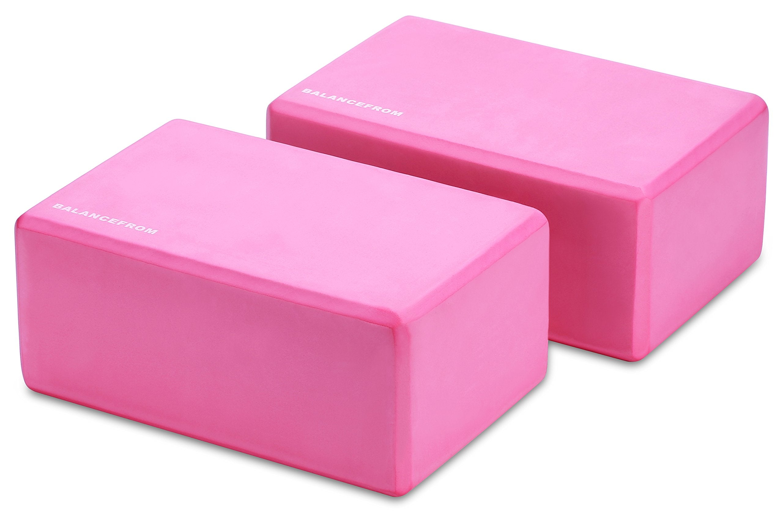 Fitvids Set of 2 High Density Yoga Blocks, 9x6x4 Each, Pair (Pink)