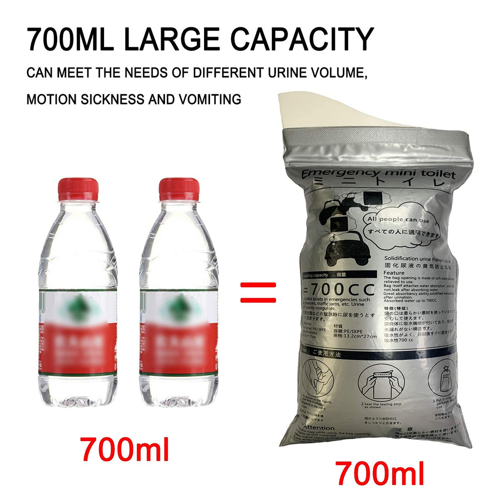 Moodooy Disposable Emergency Urinal Bag, 8 Pack Portable Camping Pee Bags, Travel Pee Bags, Traffic Jam Emergency Portable Urine