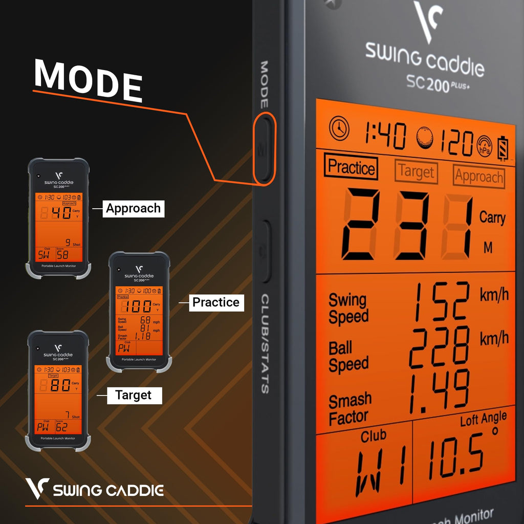 Voice Caddie Sc200Plus Portable Golf Launch Monitor And Swing Analyzer With Real-Time Shot Data Tracking - 12-Hour Battery Life
