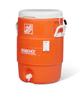 Igloo 5 Gallon Portable Sports Cooler Water Beverage Dispenser With Flat Seat Lid, Insulated Beverage Dispenser, Orange/White