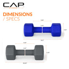 CAP Barbell 100 LB Set of Neoprene Dumbbells with Rack Color Series | 5, 8, 10, 12 and 15 LB pairs