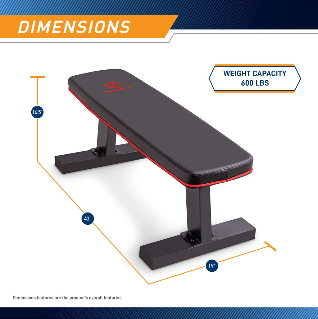 Marcy Deluxe Versatile Flat Bench Workout Utility Bench With Steel Frame Sb-10510, Black, 19.00 X 17.00 X 44.00 Inches
