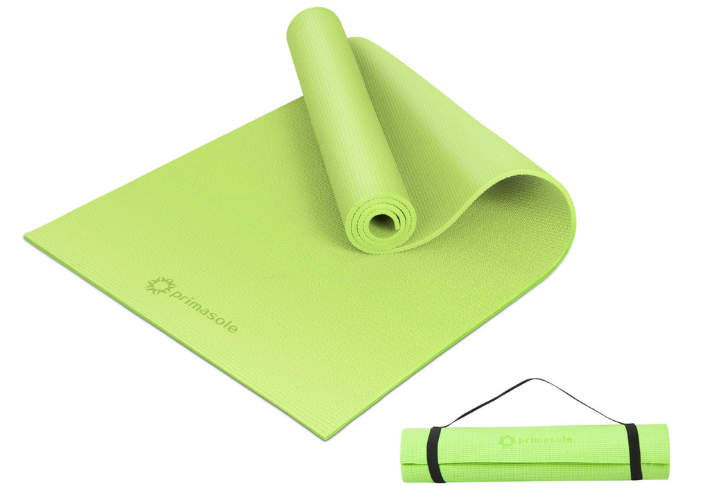 Primasole Yoga Mat With Carry Strap For Yoga Pilates Fitness And Floor Workout At Home And Gym 1/4 Thick (Lime Green Color) Pss9