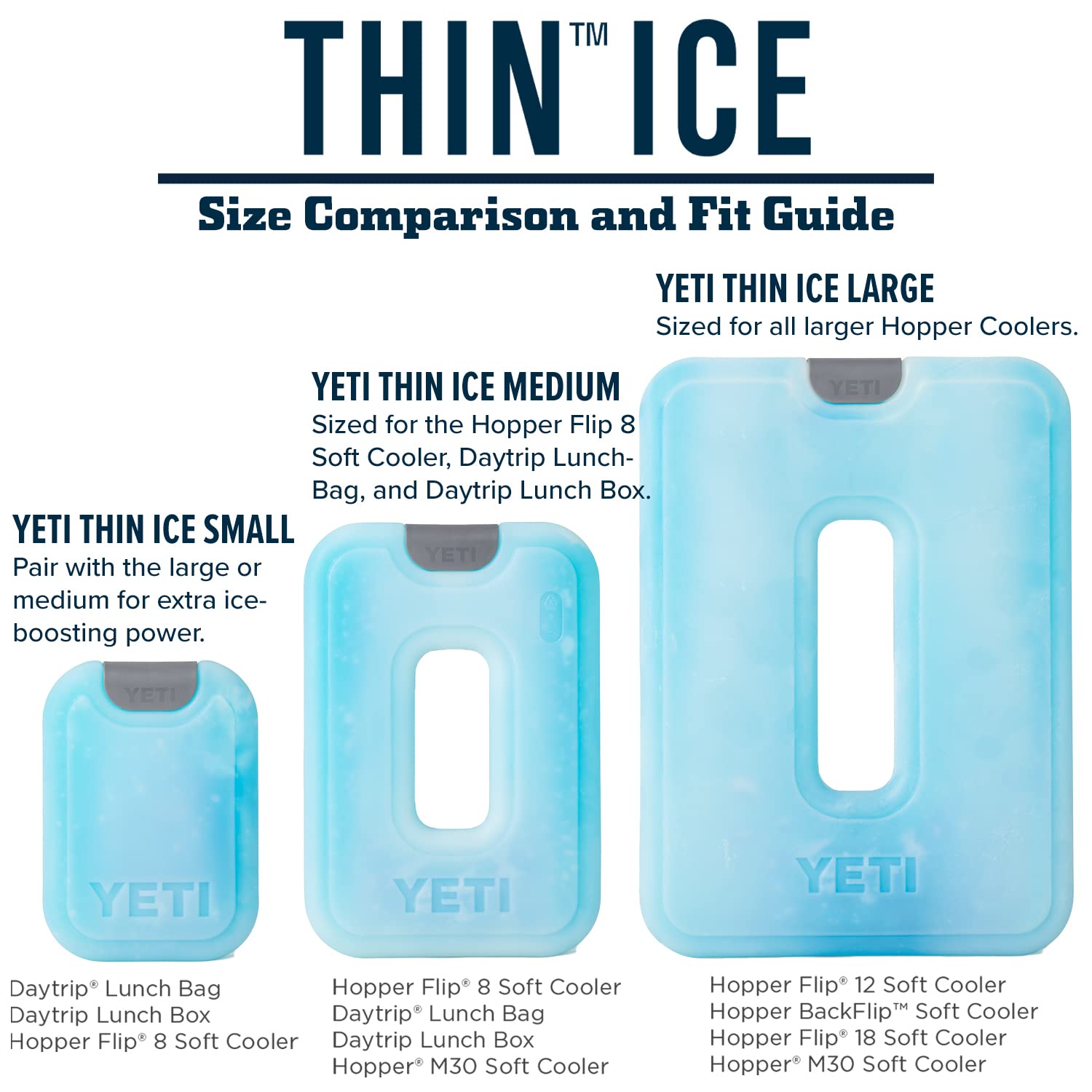 YETI ICE Sheet Refreezable Reusable Cooler Ice Pack, Medium