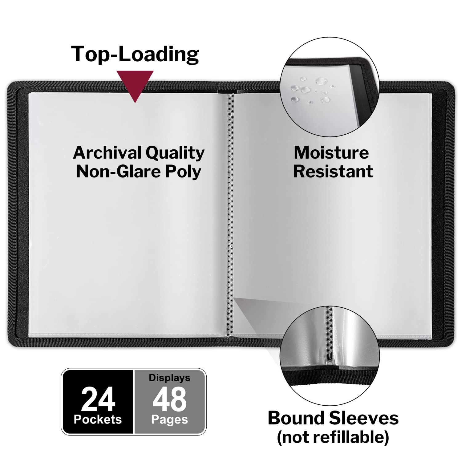 Dunwell Art Portfolio Binder 85X11 - (Black) Portfolio Folder For Artwork, Letter Size Document, Flexible Cover Presentation Boo