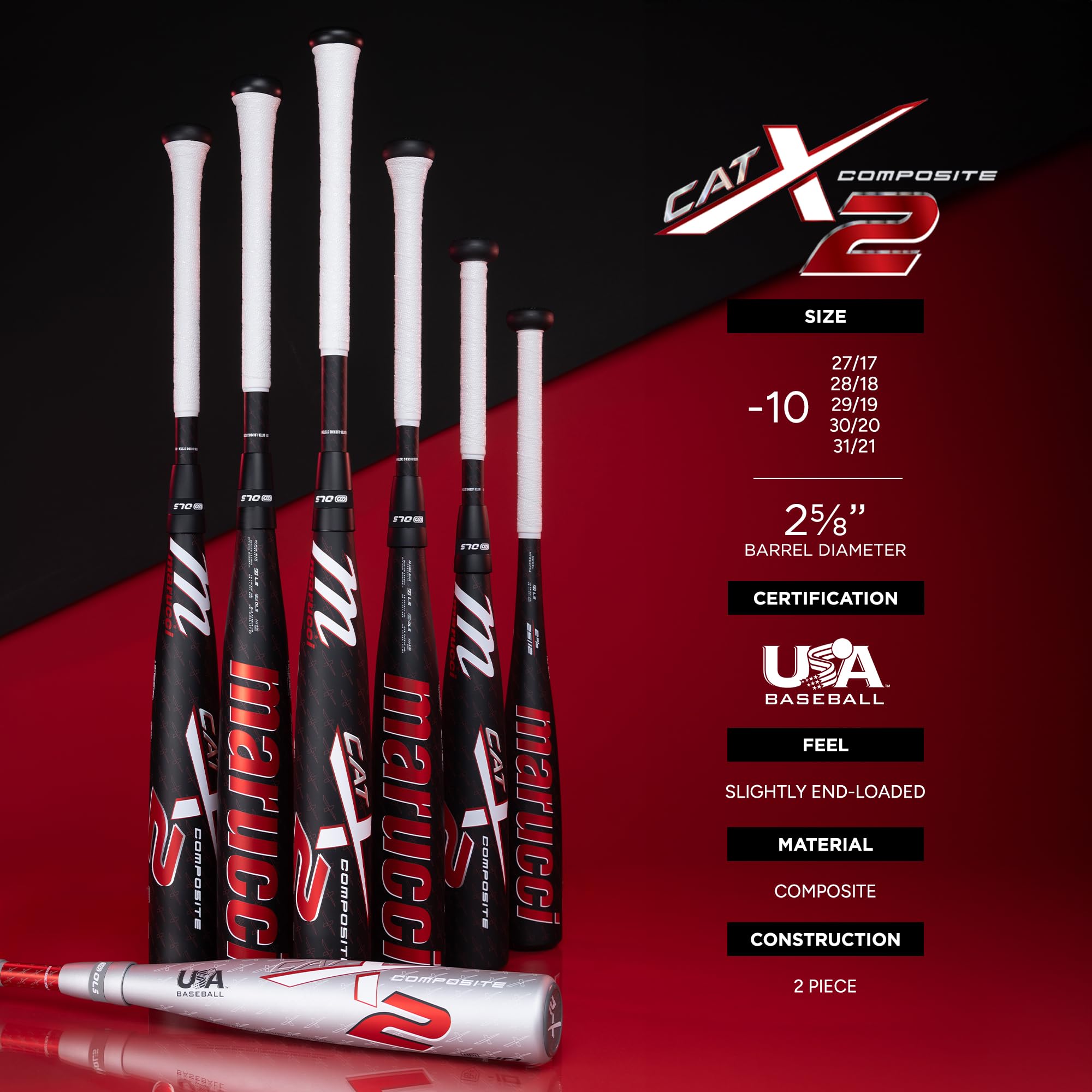 Marucci CATX2 Composite Senior League 2 5/8, -10 Drop, USA Baseball, End-Loaded