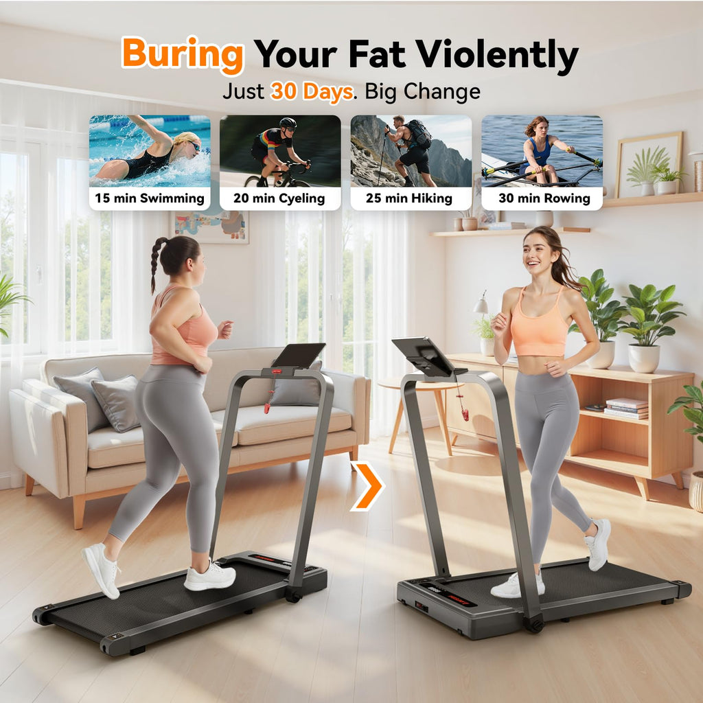 Walking Pad With Handle Bar, Foldable Treadmill Mini Under Desk Treadmill Walking Folding Treadmills For Home Small Running Pad