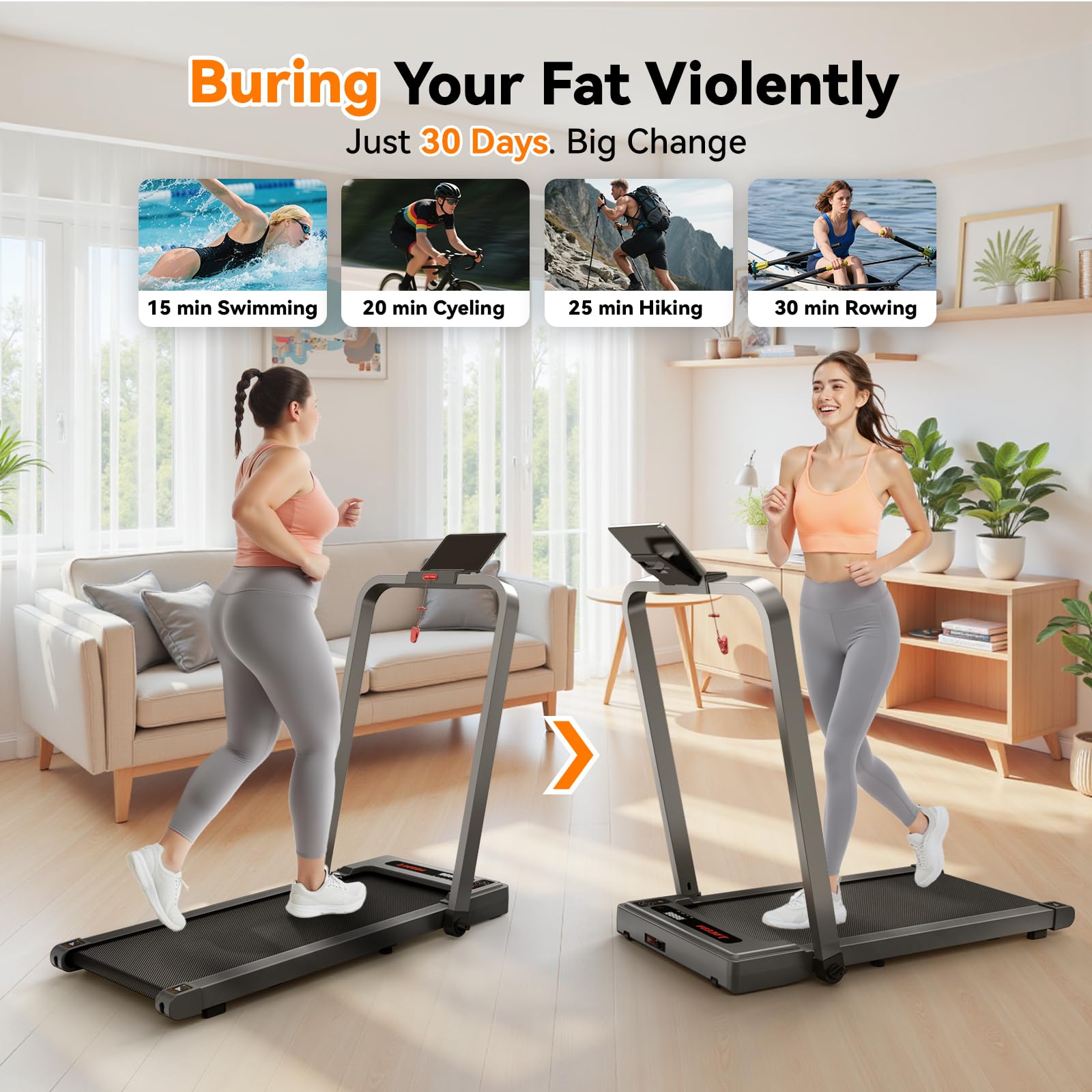 Walking Pad With Handle Bar, Foldable Treadmill Mini Under Desk Treadmill Walking Folding Treadmills For Home Small Running Pad