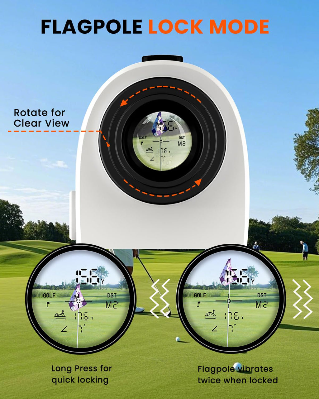 Golf Rangefinder With Slope, Golf Laser Rangefinder,1000 Yard Range Finder Golfing With Magnetic Holder, Usb C Rechagreable, 6X