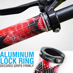 Marque Grapple Mountain Bike Handlebar Grips - Single Lock-On Ring Mtb And Bmx Bicycle Handle Bar With Non-Slip Grip (Wild Fire