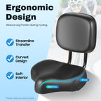 Extra Wide Bike Seat With Backrest And Comfortable Ergonomic Design For Men And Women - Adjustable Height Leather Saddle Pad For