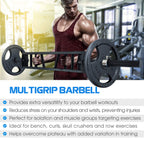 Yes4All Multi Grip Barbell - Swiss Bar, American Bar With 2 Collars, Fits Olympic Weight Plates - Commercial And Home Gym & Supp