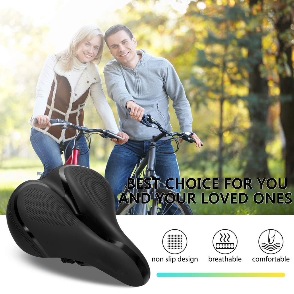 Reruia Comfortable Bike Seat With Light Breathable Memory Foam Padded Bike Saddle Dual Shock Absorbing Center Cutout Bicycle Cus
