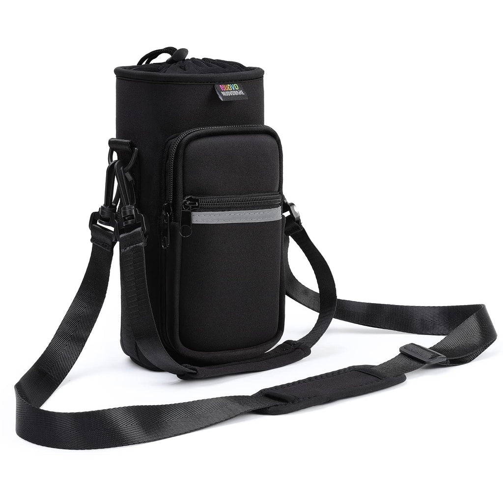 Nuovoware Water Bottle Carrier Bag, 40 Oz Bottle Pouch Holder, Adjustable Shoulder Hand Strap 2 Pocket Sling Neoprene Sleeve Spo