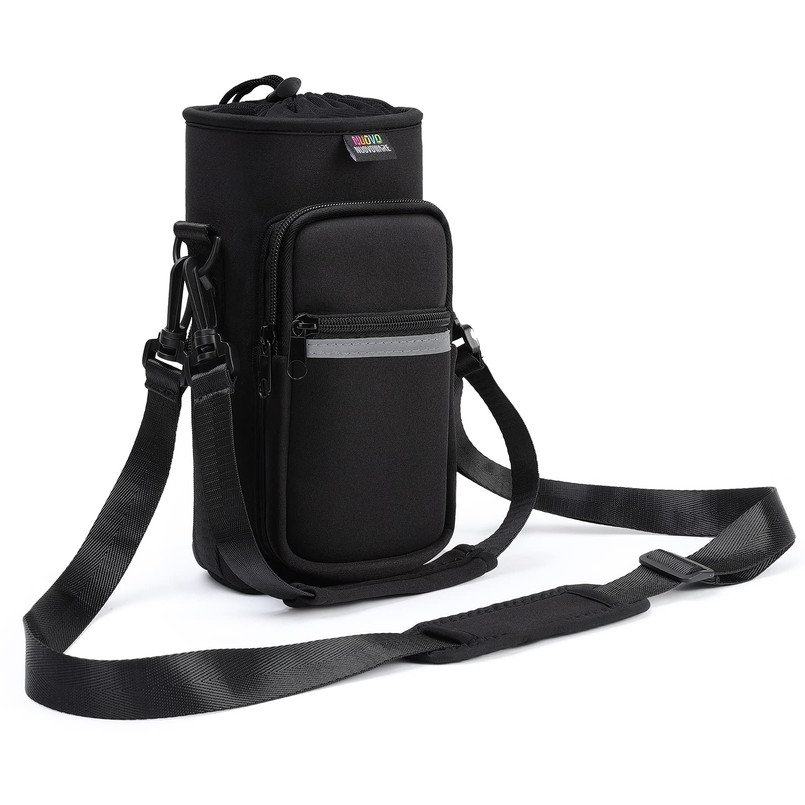 Nuovoware Water Bottle Carrier Bag, 40 Oz Bottle Pouch Holder, Adjustable Shoulder Hand Strap 2 Pocket Sling Neoprene Sleeve Spo