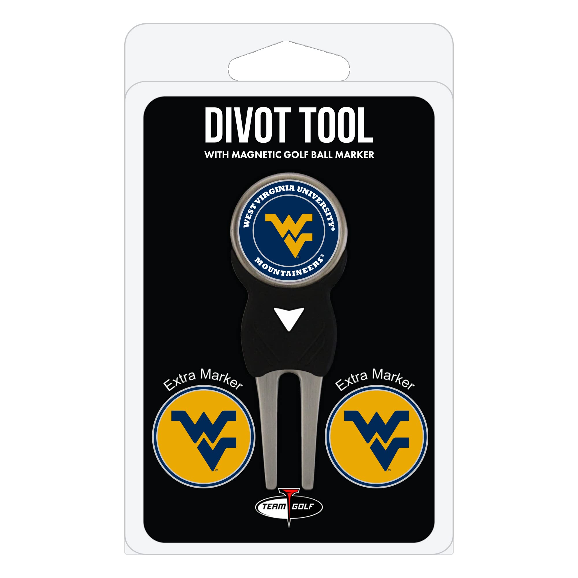 Team Golf Ncaa West Virginia Mountaineers Divot Tool Pack With 3 Golf Ball Markers Divot Tool With 3 Golf Ball Markers Pack, Mar