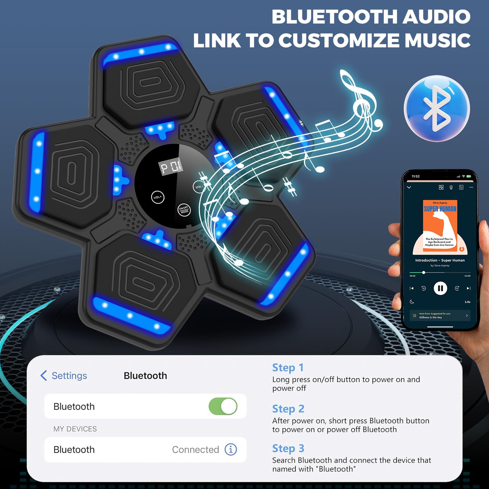 Lolbox 2024 Music Boxing Machine For Kids, Smart Bluetooth Boxing Machine With Boxing Gloves Wall Mounted, Music Boxing Target W