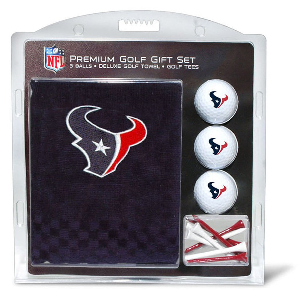 Team Golf Nfl Houston Texans Gift Set: Embroidered Golf Towel, 3 Golf Balls, And 14 Golf Tees 2-3/4'' Regulation, Tri-Fold Towel