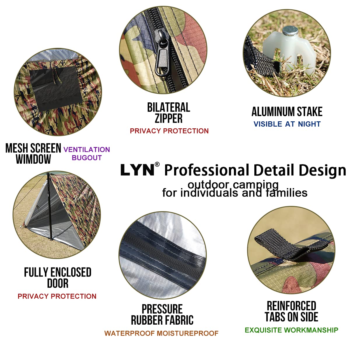 All-Round Protection:Lyn 4 Person Instant Pop Up Camouflage Shelter Emergency Tent,Thermal Waterproof Ultralight Bugout With Scr