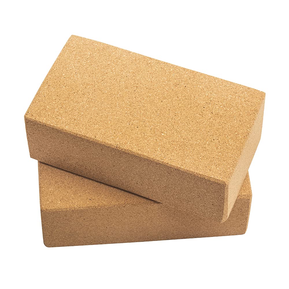 Kavi Cork Yoga Block, Set Of 2, High Density, NonSlippery, Light Weight, OdourResistant And Moisture Proof, Size 9 X 5 X 3 In