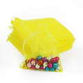 Lautechco 100Pcs Organza Bags 5X7 Inches Yellow Organza Gift Bags Small Mesh Bags Drawstring Gift Bags Christmas Drawstring Orga