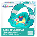 Swimschool Baby Splash Play Mat With Adjustable Canopy - Inflatable Play Pool For Babies & Infants With Backrest - Includes Baby