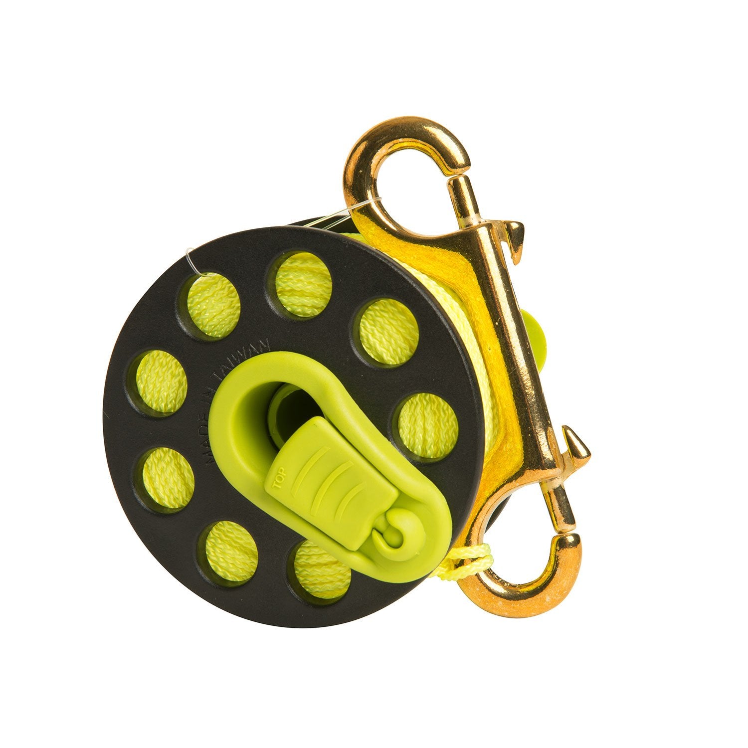Trident Finger Spool With Handle - Folding Handle Finger Scuba Diving Reel With Fluorescent Yellow Line, 100'