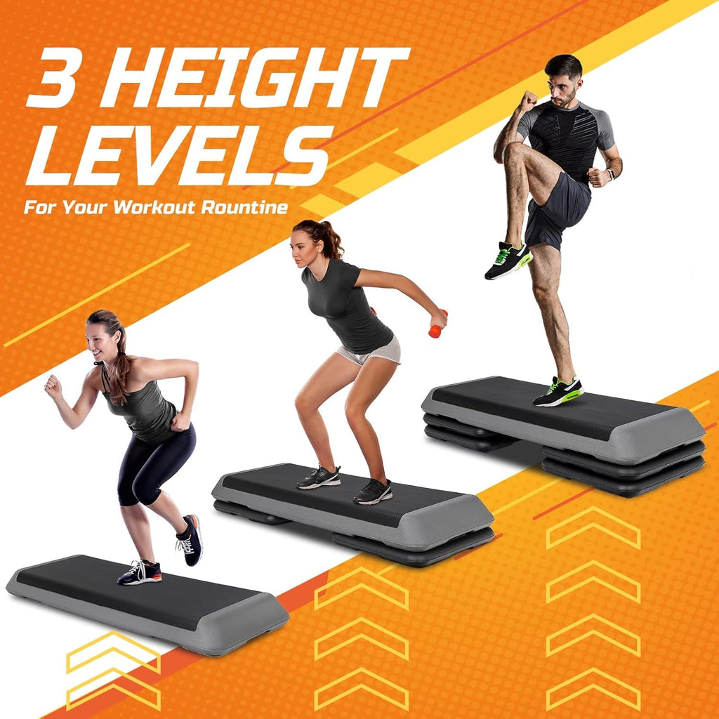 Zeny 43'' Exercise Aerobic Step Platform Adjustable Fitness Stepper With 4 Detachable Risers Fitness Workout Stepper For Home Gy