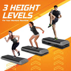 Zeny 43'' Exercise Aerobic Step Platform Adjustable Fitness Stepper With 4 Detachable Risers Fitness Workout Stepper For Home Gy