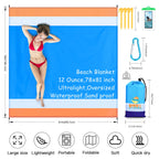 Bydoll Beach Blanket 78''  81'' 4-7 Adults Oversized Lightweight Waterproof Sandproof Beach Blanket Large Picnic Mat For Travel