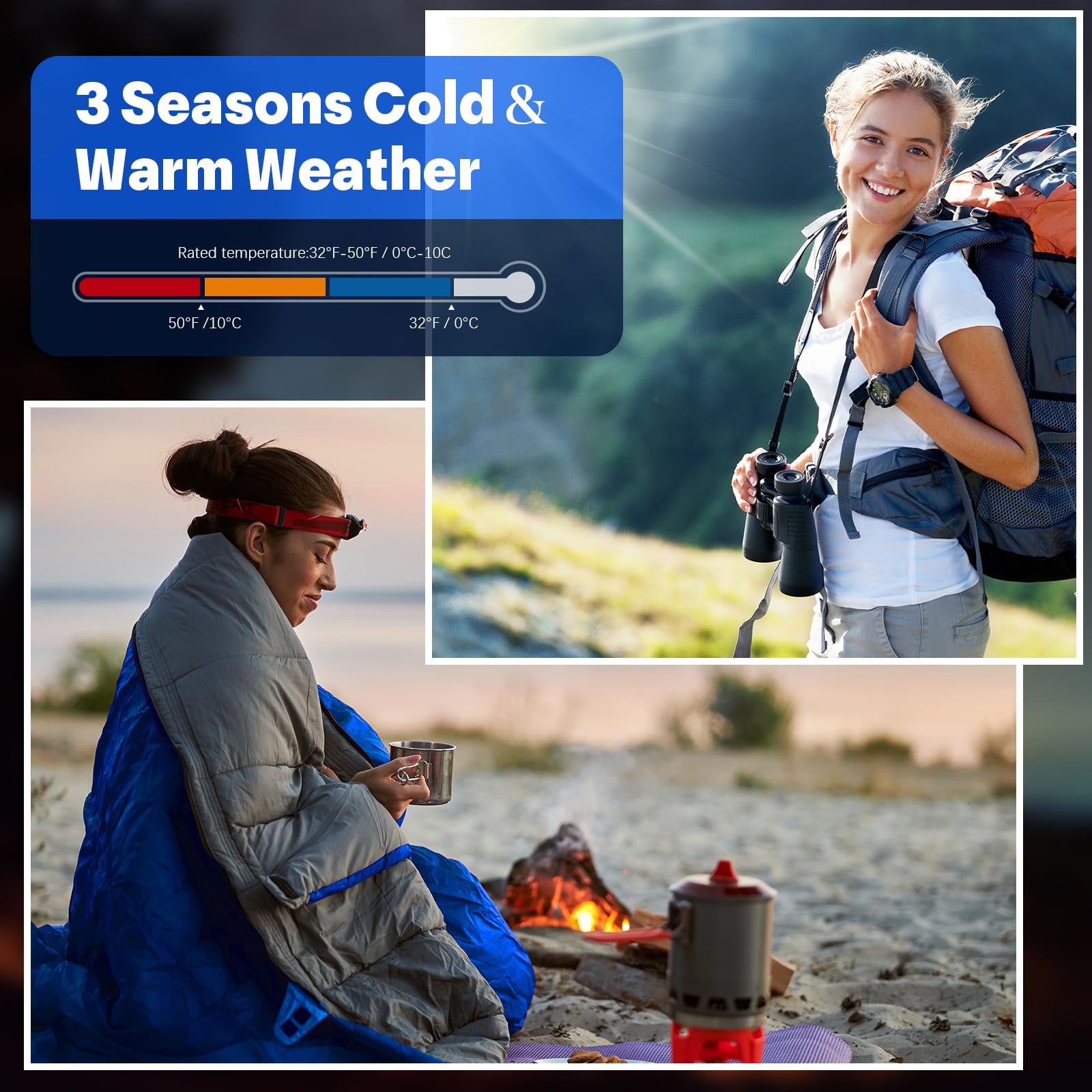 10 Pcs Camping Sleeping Bag For Adults Bulk 4 Season Cold Warm Winter Sleeping Bag For Homeless Waterproof Lightweight With Comp